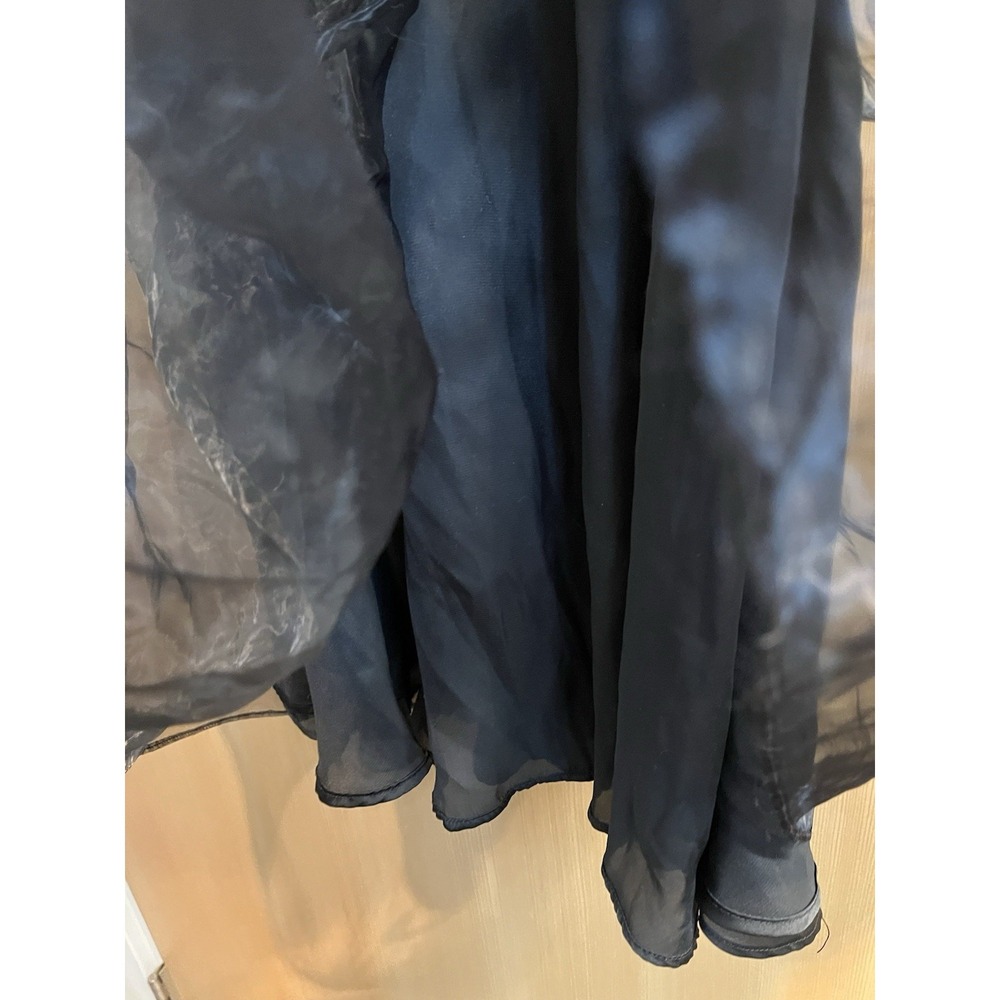 EN CREME Sheer Ivory Black Sleeveless Mini Dress Medium Lined Tulle Skirt - Picture 7 of 12
